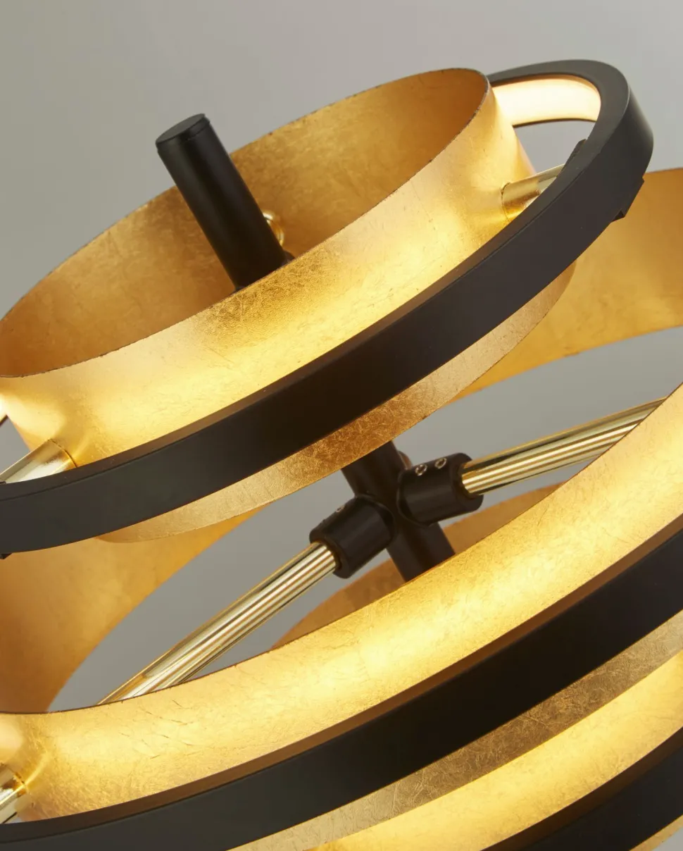 Tischlampe Schwarz Gold H: 43,5 cm Ø 32 cm rund Metall