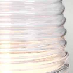 Tischlampe Stoff Glas 64,3 cm beleuchteter Fuß mit LED GU10