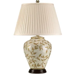 Tischlampe Stoff in Braun Gold 66cm Nachttisch