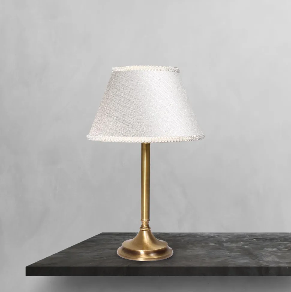 Tischlampe Stoff Messing 32,5 cm in Bronze Weiß E14