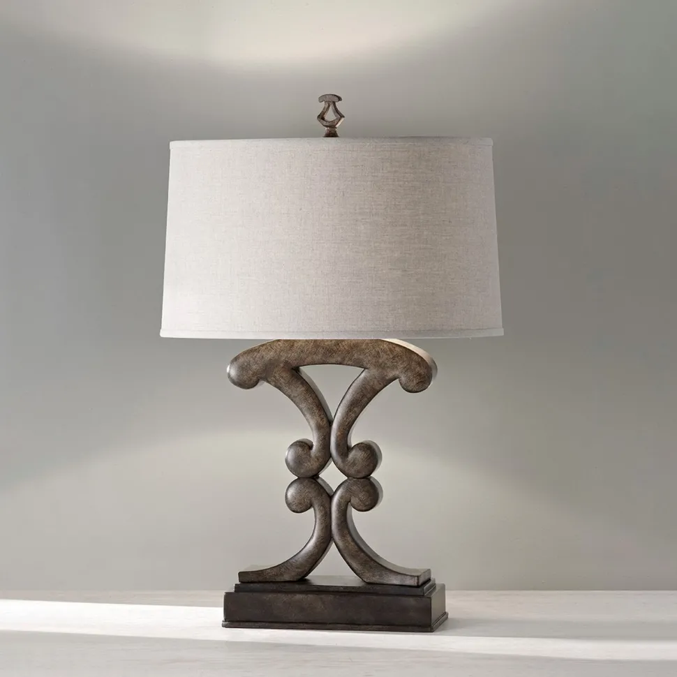 Tischlampe Stoff Metall 65 cm Schwarz antik Creme E27