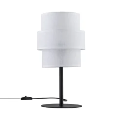 Tischlampe Stoff Metall 38 cm hoch Schwarz Weiß E27