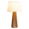 Tischlampe Stoff Teak Holz Furnier Stoff 66 cm E27