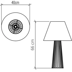 Tischlampe Stoff Teak Holz Furnier Stoff 66 cm E27