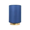 Tischlampe Stoffschirm H: 24 cm Blau Messing massiv E27
