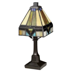 Tischlampe Tiffany Stil E14 30,5cm in Bronze antik Gelb