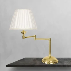 Tischlampe verstellbar 47,5 cm Messing Stoff E14