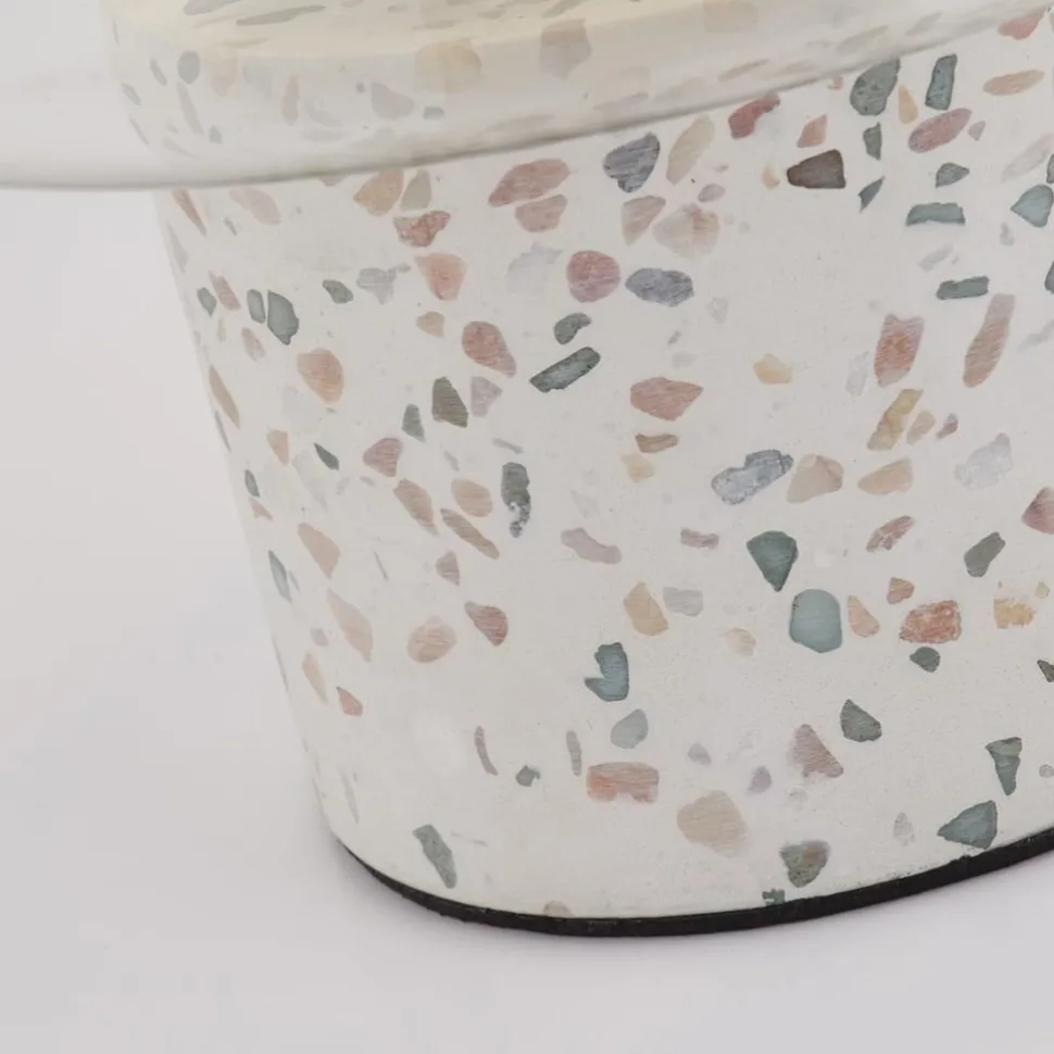 Tischlampe Weiß 28 cm klein Glas Beton Terrazzo E27