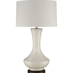 Tischlampe Weiß Retro Metall Stoff 80 cm hoch E27