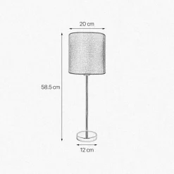 Tischleuchte 58,5 cm Ø 20 cm Stoff Messing Blau