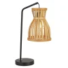 Tischleuchte 45 cm Schwarz Natur E14 Bambus Metall