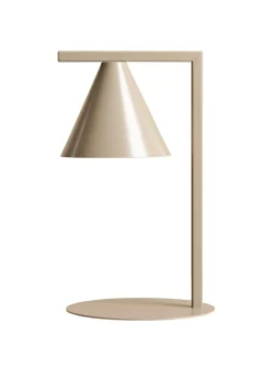Tischleuchte Beige E14 40 cm hoch Metall Kegelschirm