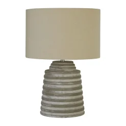 Tischleuchte Beton Stoff 43 cm Ø 30 cm Grau E14 Modern