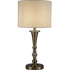 Tischleuchte E27 62 cm Ø 30 cm in Messing Antik Natur