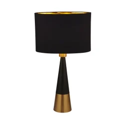Tischleuchte E27 58,5 cm hoch in Schwarz Gold Kupfer