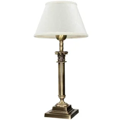 Tischleuchte echtes Messing Stoff Abat