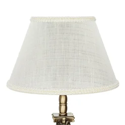 Tischleuchte echtes Messing Stoff Abat