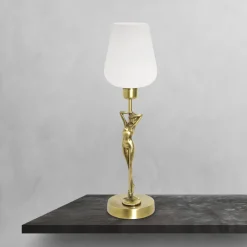 Tischleuchte Glas Echt-Messing Handarbeit Klassisch