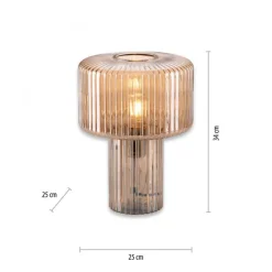 Tischleuchte Glas in Bernstein E27 35 cm Pilz Retro