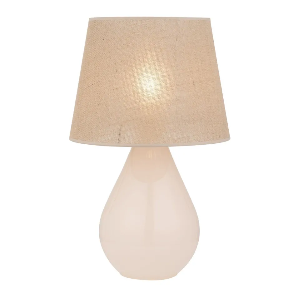 Tischleuchte Glas Jute 67 cm hoch Ecru Braun E27 RIKA