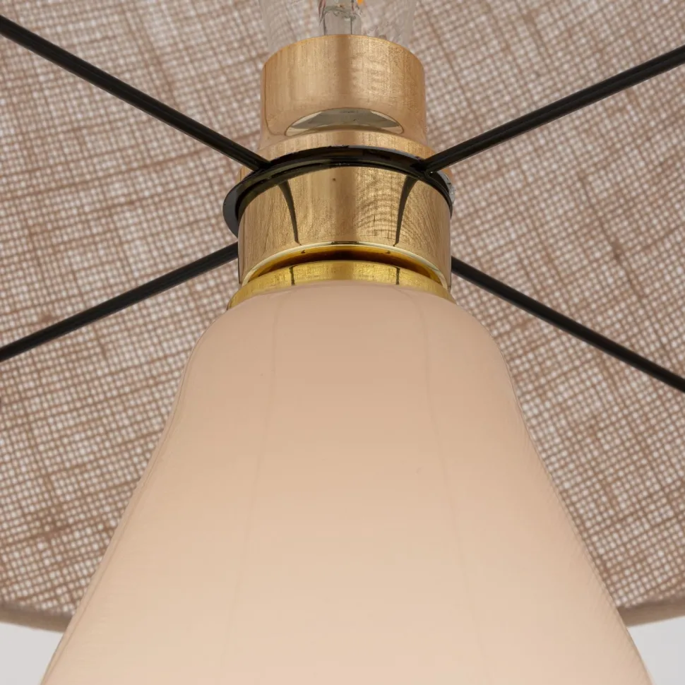 Tischleuchte Glas Jute 67 cm hoch Ecru Braun E27 RIKA