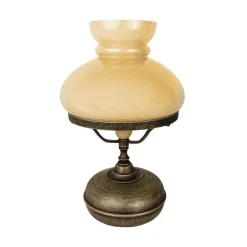 Tischleuchte Glas Messing H: 36,5 cm E27 in Bronze Antik Creme
