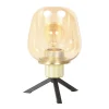 Tischleuchte Glas Metall in Schwarz Messing E27 23 cm