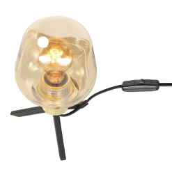 Tischleuchte Glas Metall in Schwarz Messing E27 23 cm