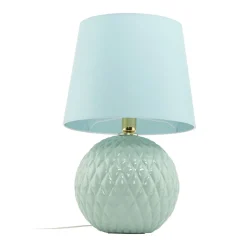 Tischleuchte Glas Stoff 60 cm hoch Mint Grün E27 DOLORES