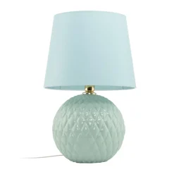 Tischleuchte Glas Stoff 60 cm hoch Mint Grün E27 DOLORES