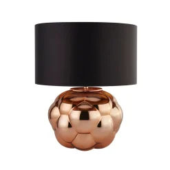Tischleuchte Glas Stoff H: 43,5 cm in Kupfer Schwarz E27