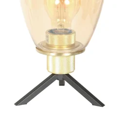 Tischleuchte Glasschirm in Messing E27 28 cm stilvoll