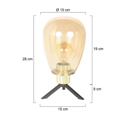 Tischleuchte Glasschirm in Messing E27 28 cm stilvoll