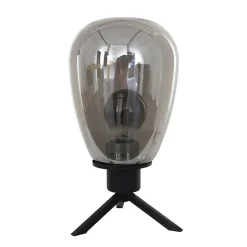 Tischleuchte Glasschirm in Rauchgrau E27 28 cm stilvoll