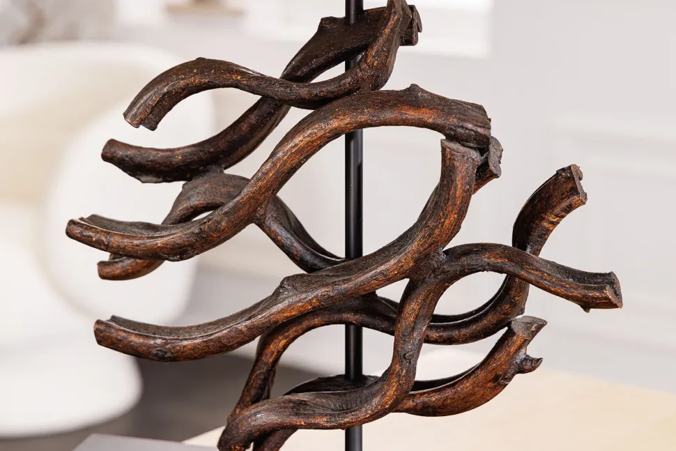 Tischleuchte Holz Stoff Kautschuk 57 cm E27 blendarm