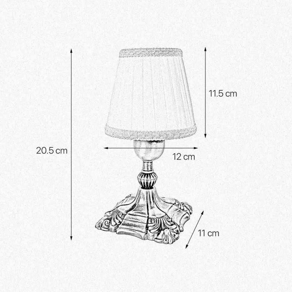 Tischleuchte in Bronze hell Weiß E14 20,5 cm Messing Stoff