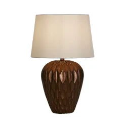 Tischleuchte in Bronze Stoff Harz E27 57,9 cm blendarm