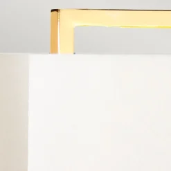 Tischleuchte in Gold Elfenbein E27 68 cm Stoff Metall