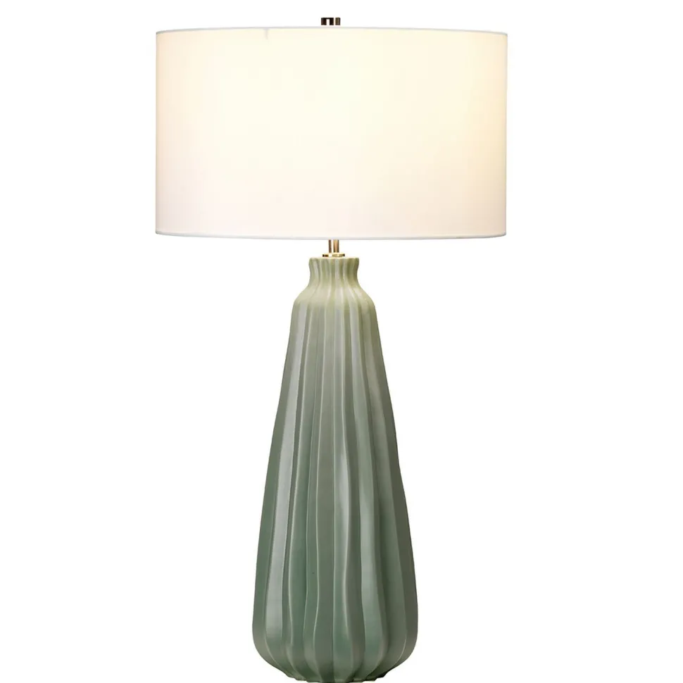 Tischleuchte Keramik 79,5 cm Weiß Grün E27 LIBIELA