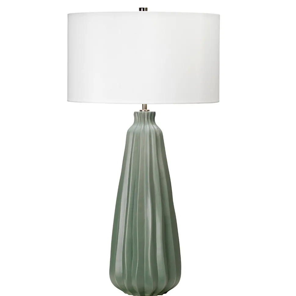 Tischleuchte Keramik 79,5 cm Weiß Grün E27 LIBIELA