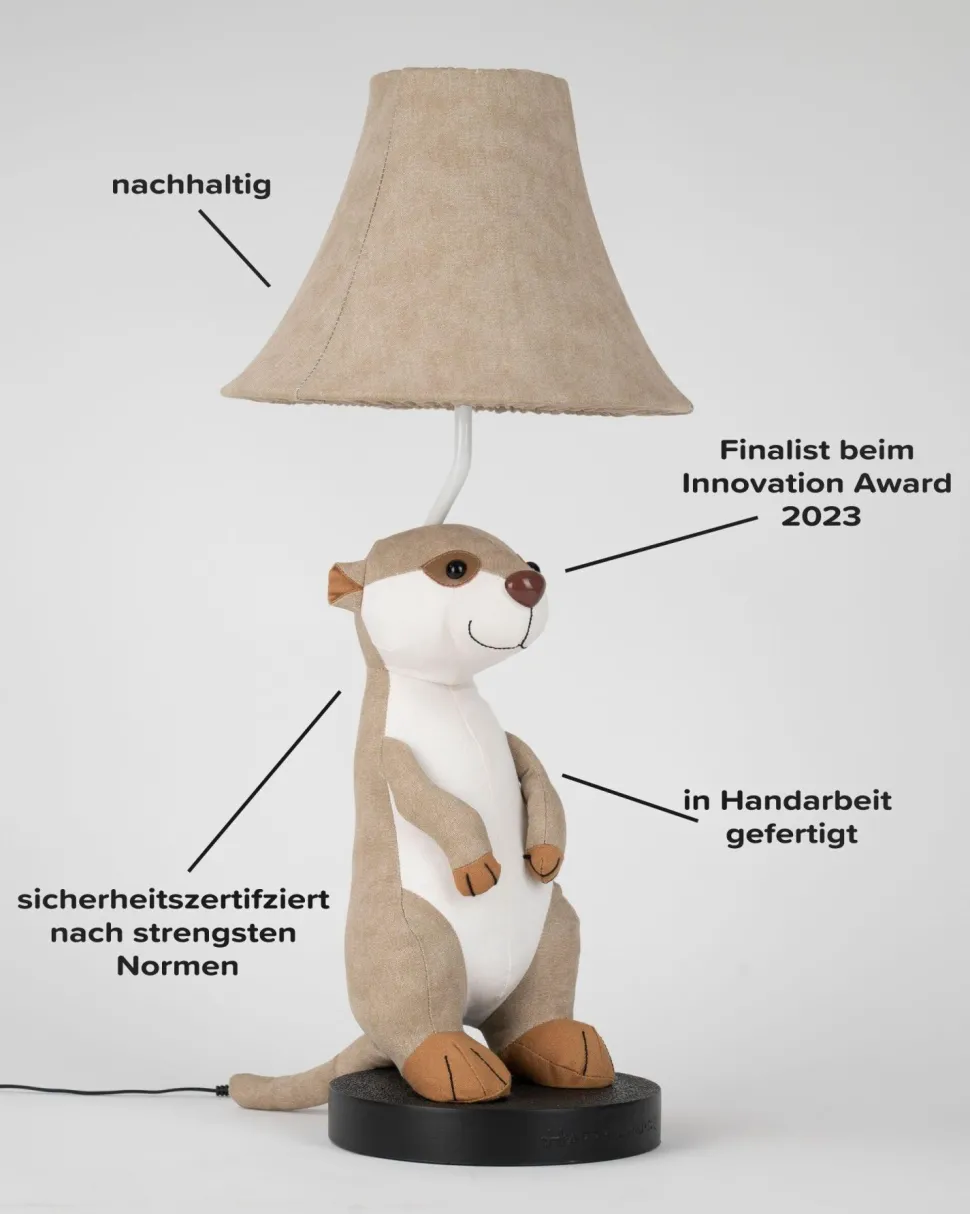 Tischleuchte Kinderzimmer 58 cm hoch Erdmännchen LED