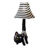 Tischleuchte LED Katze 51 cm Schwarz Weiß flauschig