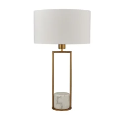 Tischleuchte Marmor Sockel H: 62 cm groß in Gold Weiß E27