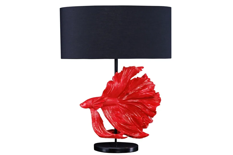 Tischleuchte Marmor Stoff Rot Schwarz 64 cm gemütlich