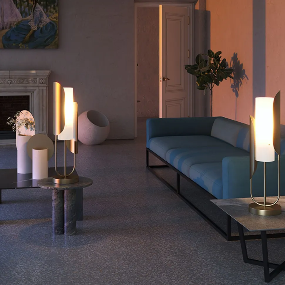 Tischleuchte Metall Glas 75,3 cm in Gold Weiß E14 HEIDI