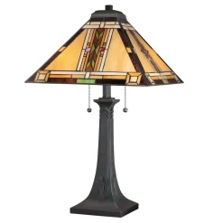 Tischleuchte Metall Glas 63,1 cm Tiffany Stil Zugschalter