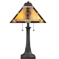 Tischleuchte Metall Glas 63,1 cm Tiffany Stil Zugschalter