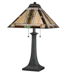 Tischleuchte Metall Glas 63,1 cm Tiffany Stil Zugschalter