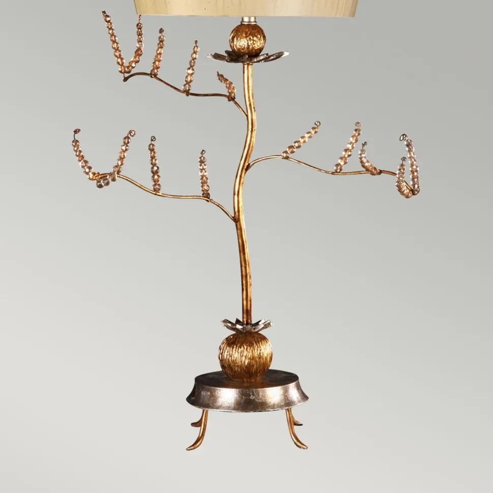 Tischleuchte Metall Stoff in Silber Creme 91cm kunstvoll