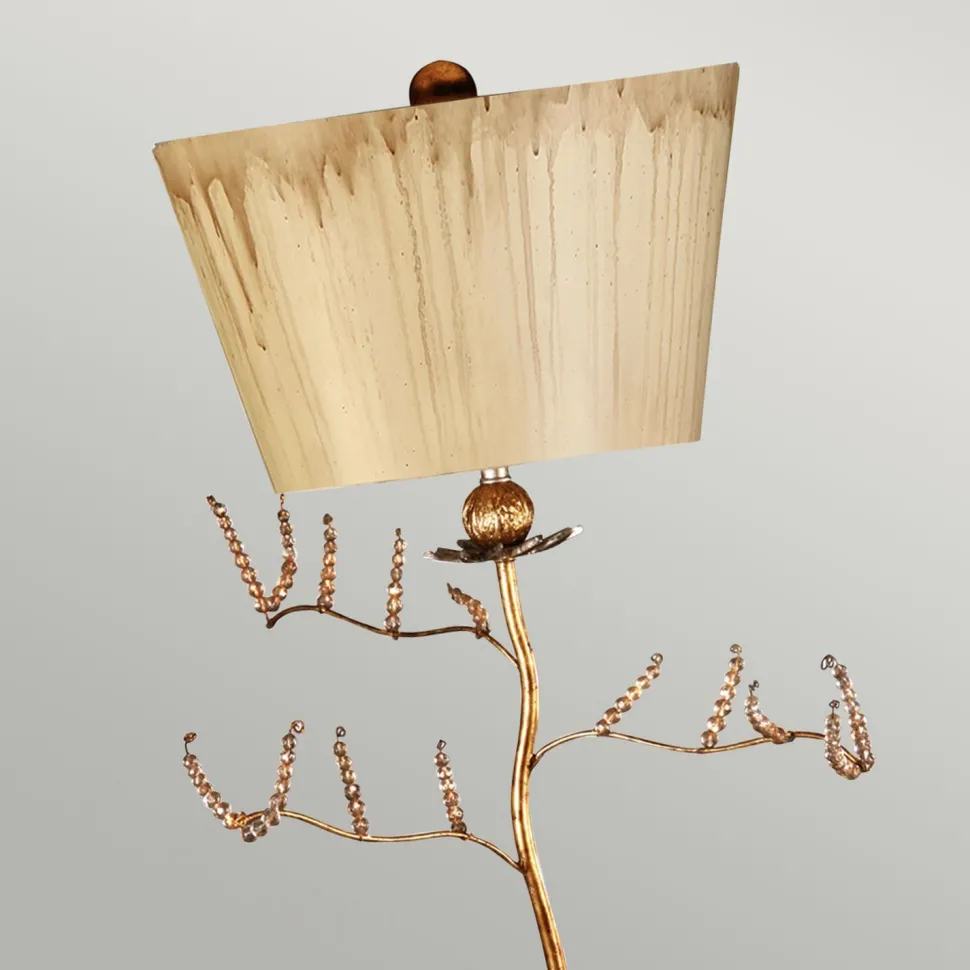 Tischleuchte Metall Stoff in Silber Creme 91cm kunstvoll